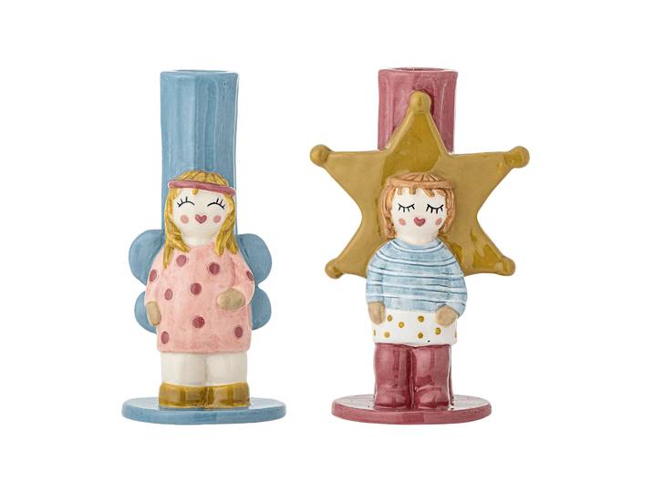 Bloomingville Bisby bougeoir Bleu-rose, 2 pièces, 15 cm