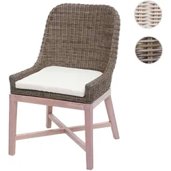 Einzelst�ck | Esszimmerstuhl HWC-H12, Stuhl Küchenstuhl, Massiv-Holz Rattan Geflecht ~ braun