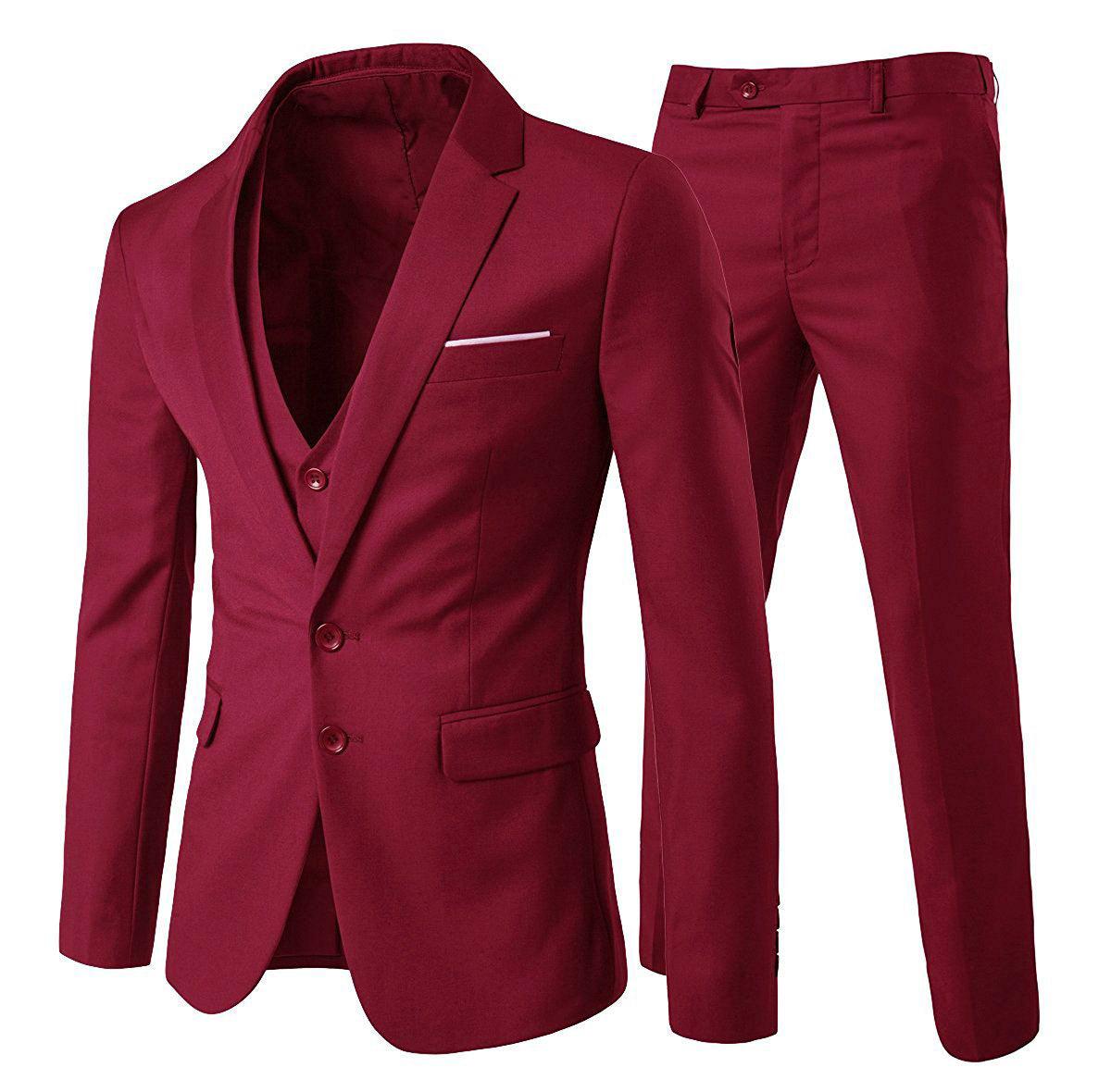 3-teiliger Anzug mit Revers Rot