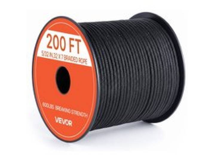 VEVOR Paracord Seil 4 mm x 60 m Fallschirmschnur aus Nylon Typ 550 Schwarz, Abriebfestes Mehrzweckseil für Heimgebrauch Camping & Outdoor, 272 kg Bruchlast, 32 Außen- & 7 Innenstränge, mit Seilspule