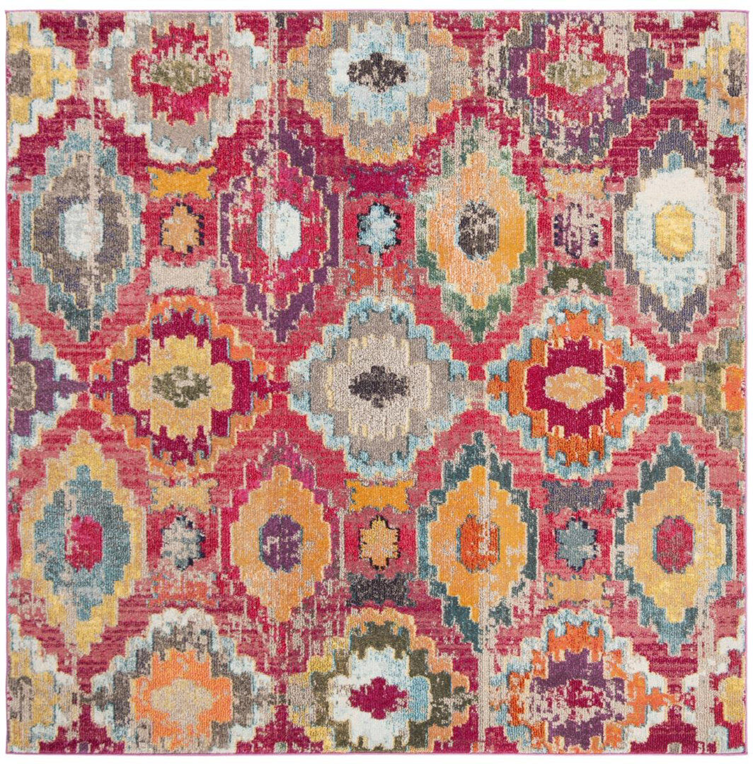 Bloomsbury Market Martucci Geometric Area Rug Red Square 201 cm