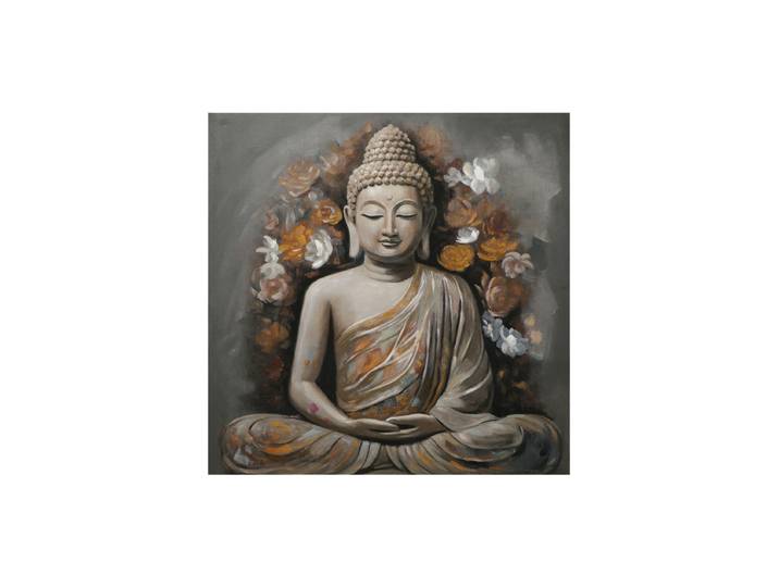 Handgemaltes Bild „Flowered Buddha“ 100 x 100 cm Multicolor Crea Collection