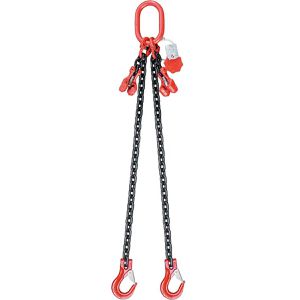 SEWOTA Kettengehänge Traglast 2,8 t, 2-Strang, 8 mm Kettenstärke, GK8, Gabelkopf- & Verkürzungshaken, 4 m