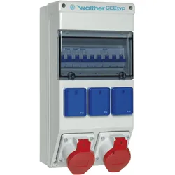 Walther Werke, Baustromverteiler, WAL 6980203 Steckdosen-Kombination IP44 (3x, CEE 16/5, CEE 7/3)