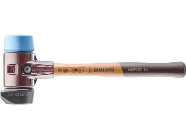 Maillet HALDER SIMPLEX Caoutchouc chargé\, avec pied intégré / TPE souple\, avec boîtier en fonte malléable et manche en bois de haute qualité - D=80 mm - 3012.280