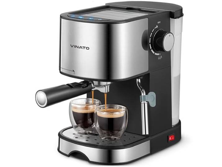 VINATO Machine à café Espresso 15 Bar avec Mousseur à lait Professionnel\, Petite Machine à Café Espresso pour Cappuccino\, Latte & Macchiato