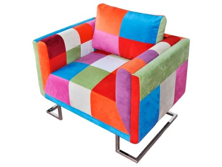 Heofavd Würfel-Sessel Patchwork Polstersessel mit Verchromten Beinen