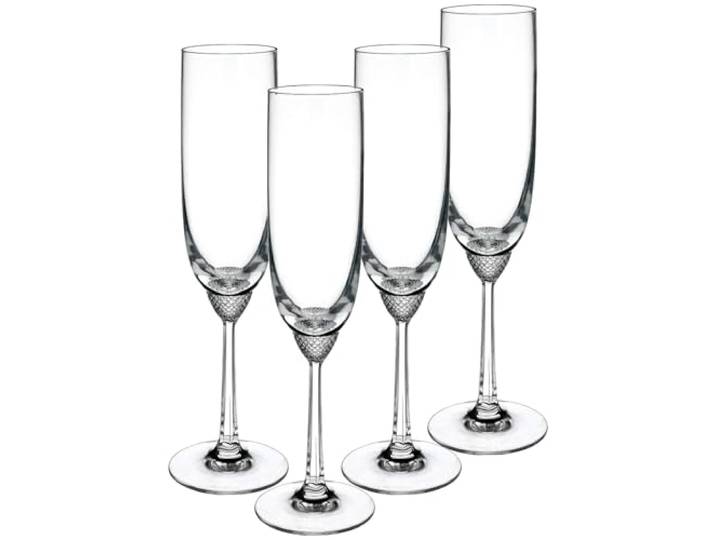 Villeroy & Boch Signature Octavie Sektkelche, 4er-Set, 160 ml, Champagnergläser aus nostalgischem Kristallglas mit Spitzstein-Dekor unterhalb der Kuppa, 225 mm, Klar, Spülmaschinengeeignet