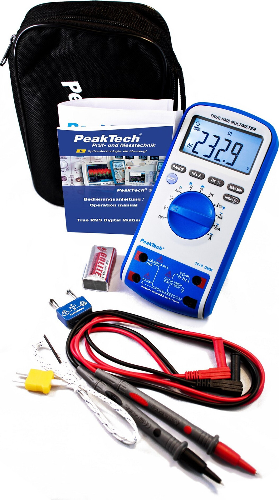 PeakTech P 3410 Digitale multimeter 6.000 tellingen 1000V AC/DC 10A AC/DC met TrueRMS-functionaliteit