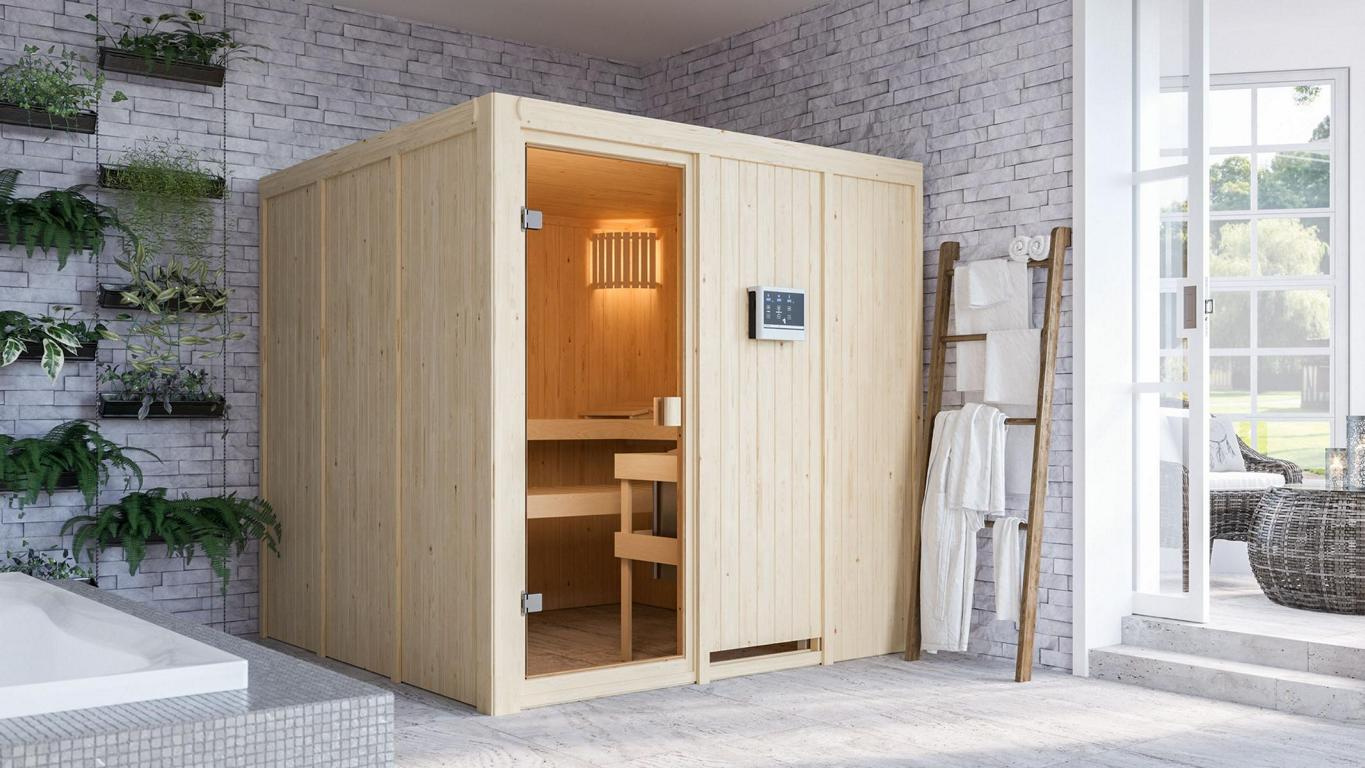 KARIBUHOLZT Sauna Oulu Front, 9KW ext. Strg bronz.GGT 16880386