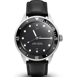 ABOUT VINTAGE - 1926 At'sea - steel - black - black leather / 39,5 MM