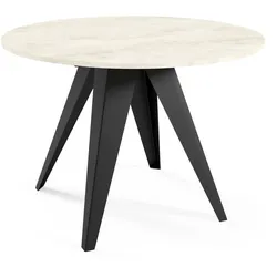 ESSTISCH Gala, Runder Tisch mit Ausziehfunktion, 100-140x100 cm, Schwarz+White Chromix