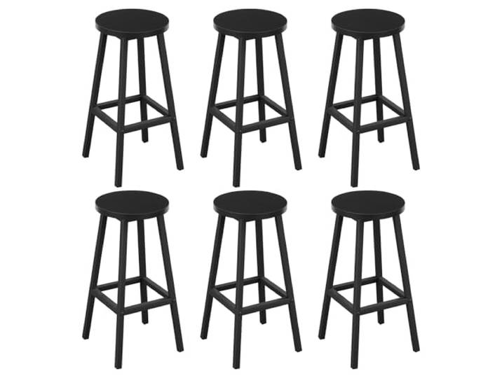 Klihome Barhocker 6er Set, Bar Hocker 64.5cm, Schwarz Barstühle mit Metallgestell, Barstuhle rund, Küchenstühle mit Fußstütze, Tresenhocker für Bar Kücheninsel Esszimmer