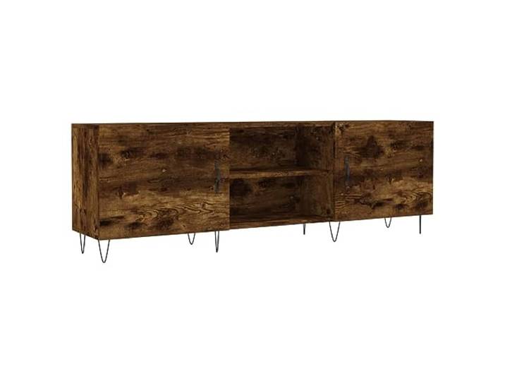 Roanoer TV-Schrank Räuchereiche 150x30x50 cm Lowboard mit Tür Stabiler Medienschrank für Wohnzimmer und Schlafzimmer mit 4 Fächern, geschlossener Tür und robusten Eisenbeinen.
