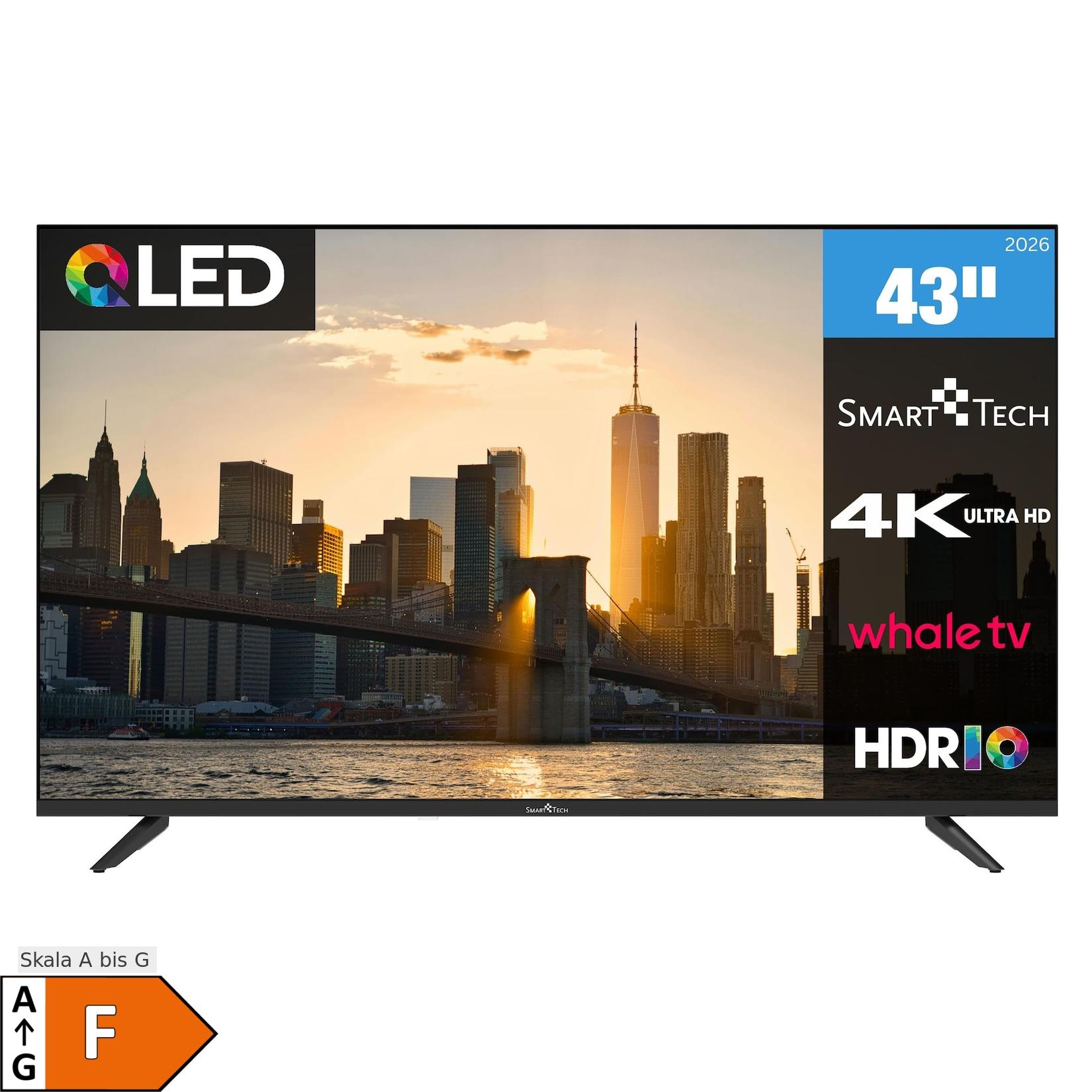Smart Tech 43QH02V QLED Fernseher 43 Zoll Whale Smart TV - HDR TV mit 4K UHD, Bluetooth (2026)