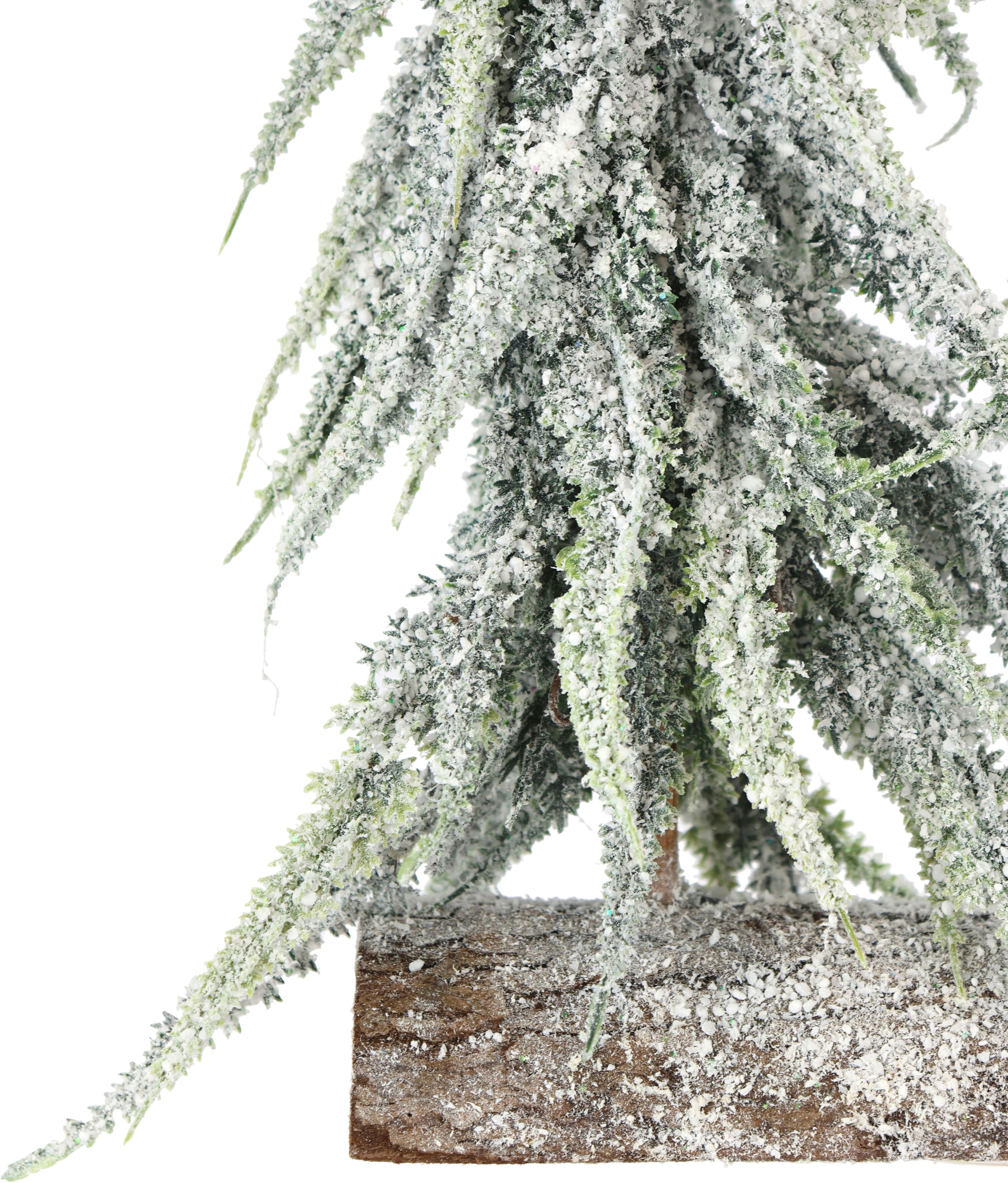 Dekobaum I.GE.A. "Weihnachtsdeko, Weihnachtsbaum", grün (grün, weiß), B:19cm H:34cm T:6cm, Kunststoff, Dekofiguren, Dekobaum, Tannenbaum auf Rinde 34 cm grün, weiß B/H/T: 19cm x 34cm x 6cm