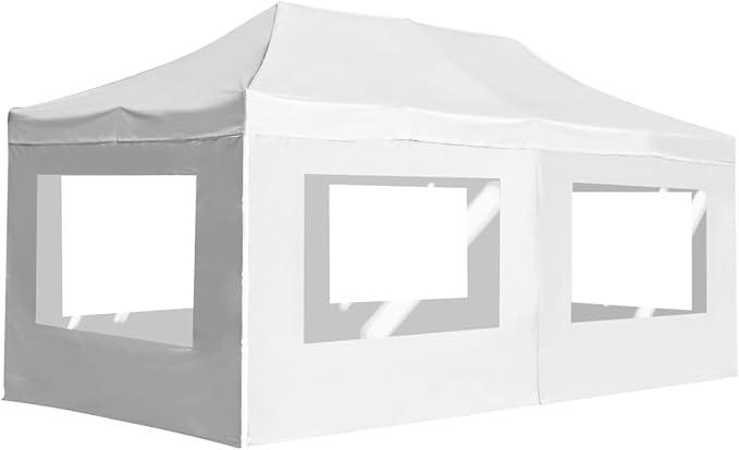 Profi-Partyzelt Faltbar mit Wänden Aluminium 6×3m Weiß Pavillon, Faltpavillon, Gazebo, Überdachung Garten, Sonnenschutz Zelt, Poolzelt, Pop Up Zelt, Pergola