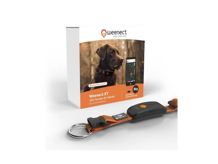 GPS-Tracker Weenect für Hunde XT mit Halsband orange , orange, GPS-Geräte, GPS-Tracker