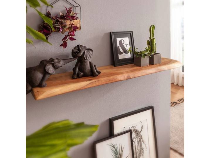 WOHNLING étagère murale arbre bord acacia bois design étagère flottante 115cm étagère solide