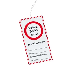 Wartungsanhänger Nicht in Betrieb setzen, Kunststoff, 76x147mm, Kabelbinder, 10/VE