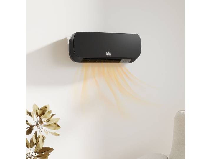 HOMCOM Radiateur Électrique LED 1000W/2000W Télécommande Noir