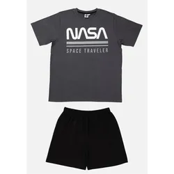 Pyjama Set Kurz - grau/schwarz - XL