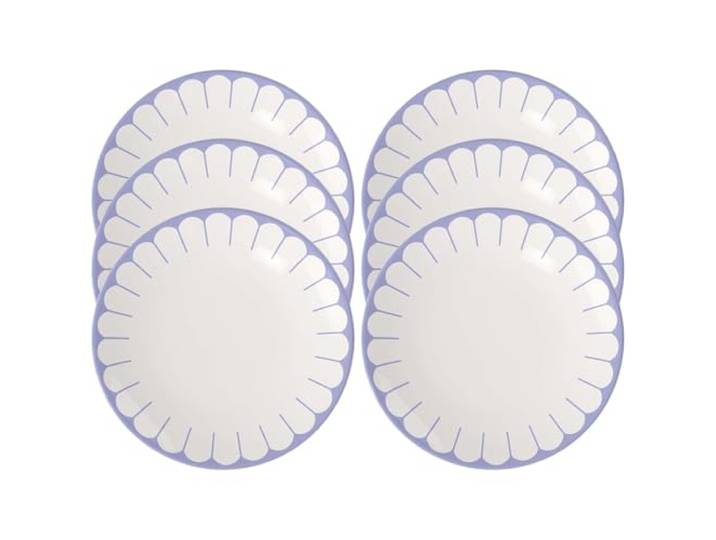Villeroy & Boch - Fleur Bleu Speiseteller 6er Set, 27 cm, Porzellanteller für Hauptgerichte, Großer Teller, Stapelbare Essteller, Spülmaschinenfest & Mikrowellensicher, Premium Porzellan, Blau
