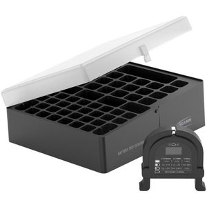 Ansmann Batterie-Aufbewahrungsbox 56, für 56 AA / AAA / 9V Block Zellen, mit Batterietester