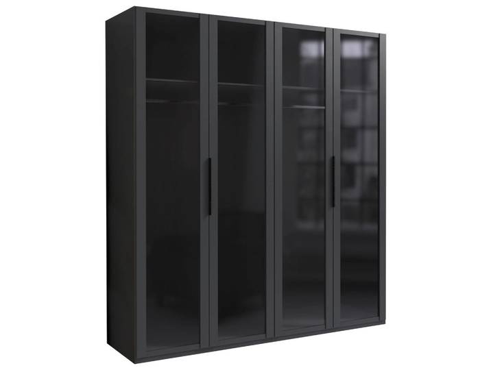 Ti´me Drehtürenschrank 4-trg. LEVEL 36 BLACK E, moderner Graphit-Farbton, verstellbare Böden, 200 cm breit