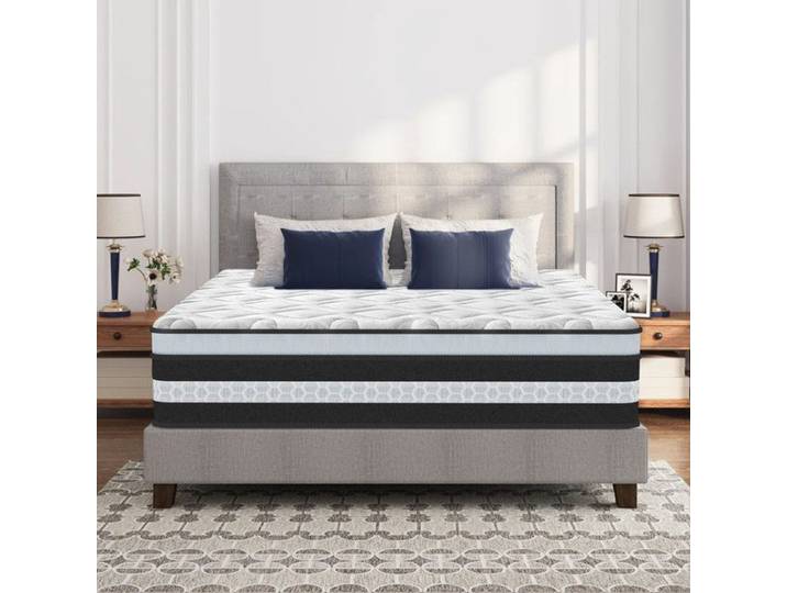 Matelas 160x200cm Latex 27cm Fermeté Moyenne H3 Oeko-Tex® 8 Zones Ressorts Ensachés Anti-Acariens & Antibactérien