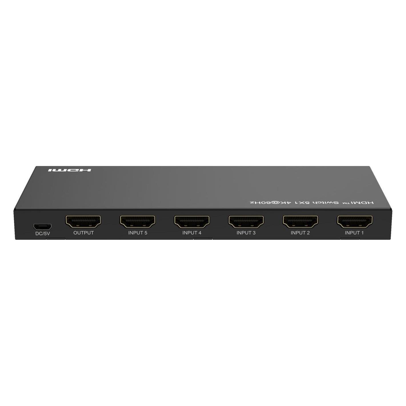 MicroConnect 4K@60Hz HDMI Switch 5x1, HDCP (MC-HDMISWITCH0501-4K)