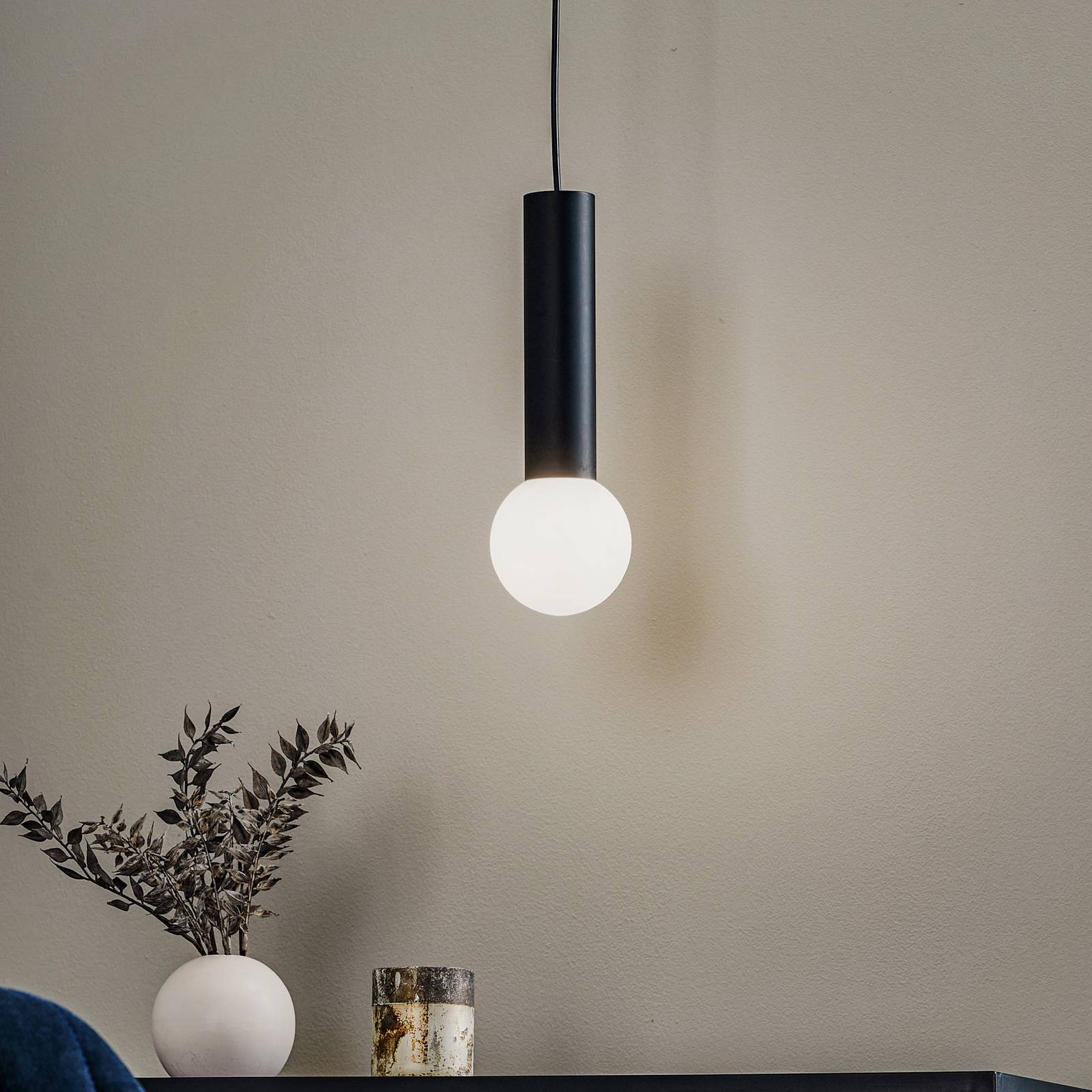LEDS-C4 Glas Hängeleuchte Mist, dimmbar, schwarz, für Badezimmer, Glas, Modern