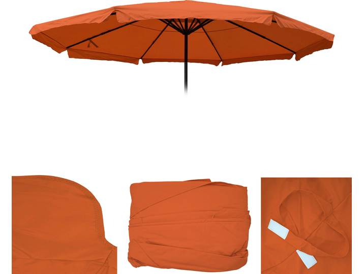 Housse de rechange pour parasol Meran Pro\, parasol de marché gastronomique avec volant Ø 5m\, polyester ~ terracotta
