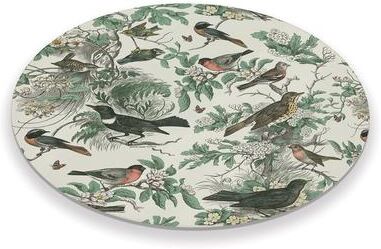 "CounterArt Honeybloom Birds 4mm Tempered Glass Lazy Susan Turntable 13"" Diameter Condiment Caddy Cake Plate Pizza Server"