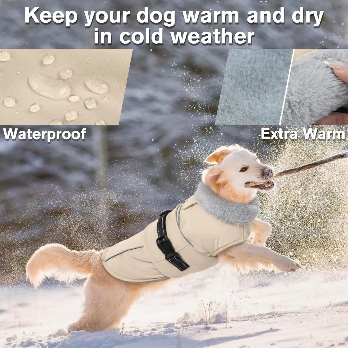 INF Funktioneller warmer Hunde Wintermantel - Isolierte und winddichte Haustierjacke L