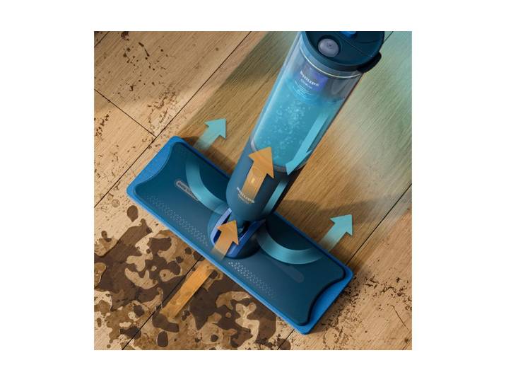 PHILIPS Akku-Wischmopp OneUp XV3101/01 , blau, B:12cm H:140cm, Akkusauger, Akku-Wischmopp