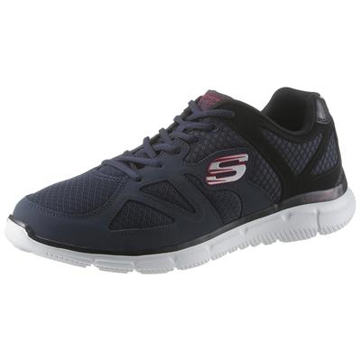 Sneaker SKECHERS "VERSE-FLASH POINT", Herren, Gr. 42, Textil, blau (nvbk navy), Leder, Textil, Schuhe Sneaker, Freizeitschuh, Halbschuh, Schnürschuh mit Memory Foam-Ausstattung
