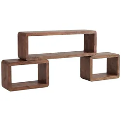 WÜRFELREGAL-SET RAVELLO, Dunkles Massivholz, 80 x 15 x 20 cm