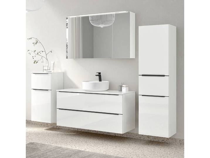Badezimmerset MYBA XLI 4-teilig 210cm Weiß/Hochglanz Weiß