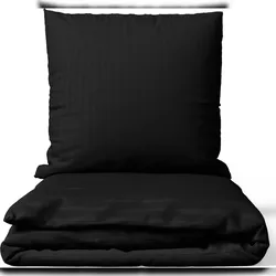 Leonado Vicenti Satin Bettwäsche 155x220 cm 100% Baumwolle Damast Schwarz Premium mit Reißverschluss
