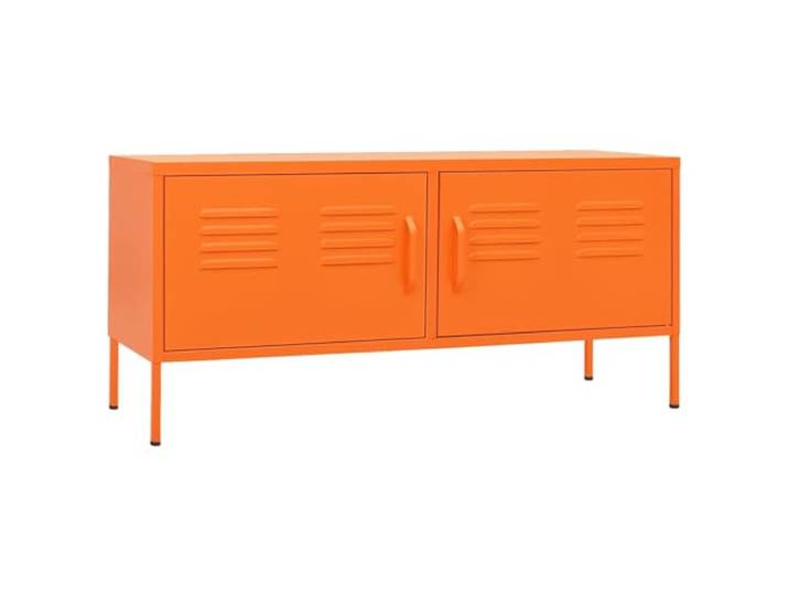 LKJephalotrope TV-Schrank Orange 105x35x50 cm Metall Lowboard Kompakter TV-Tisch aus Stahl in Orange mit 2 Türen, verstellbaren Füßen und Kabeldurchlässen für Wohnzimmer und Büro.