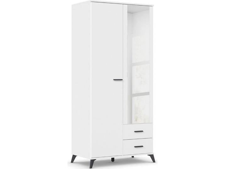 rauch Drehtürenschrank Lucena mit schräg ausgestellten Füßen im Monochrom-Stil, mit Spiegel