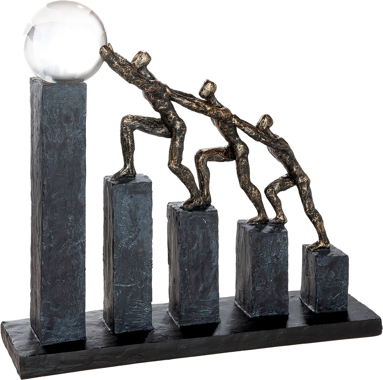Skulptur GILDE "Skulptur Teamwork bronzefarben", braun (bronzefarben, schwarz), B:34cm H:32cm T:8cm, Kunstharz, Dekofiguren, Skulptur, Gemeinschaft Zusammenhalt Partnerschaft Symbolkraft Motivation