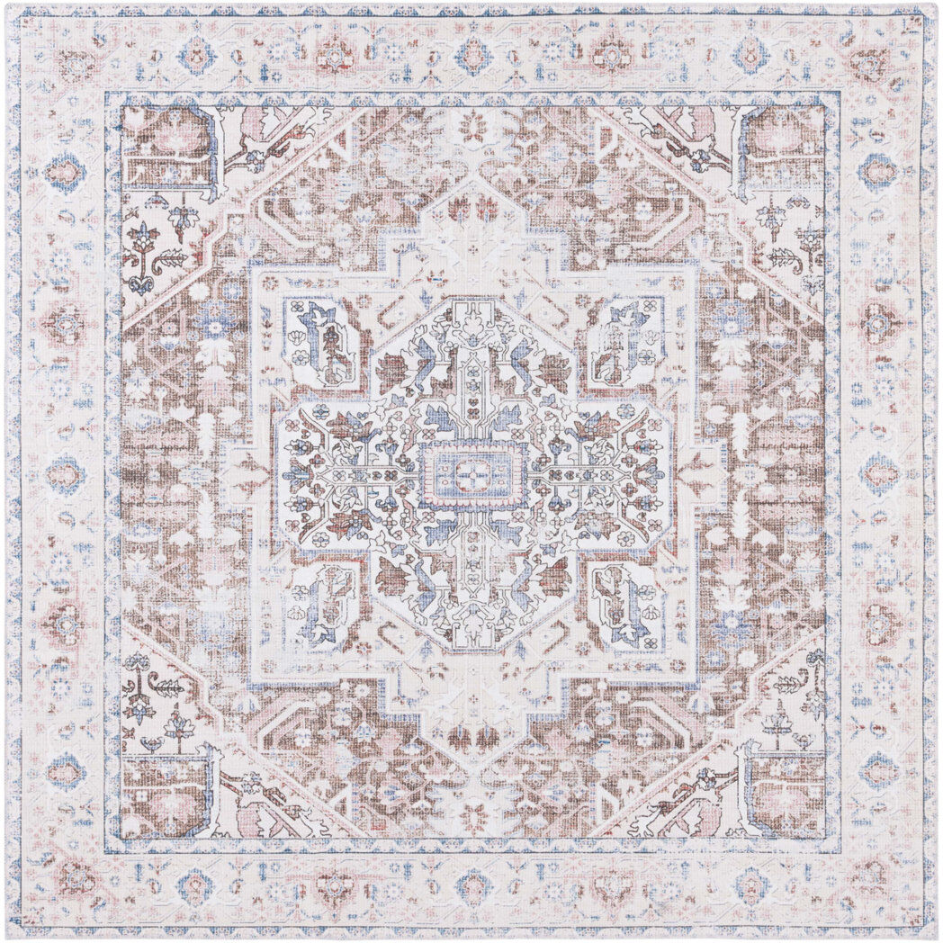 Latitude Vive Cashon Machine Washable Non-Slip Area Rug In Taupe & Beige Beige Square 183cm