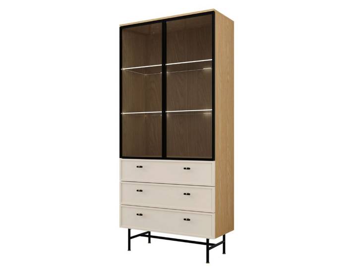 Compleo Standvitrine mit 3 Schubladen ESTI, Vitrine modern