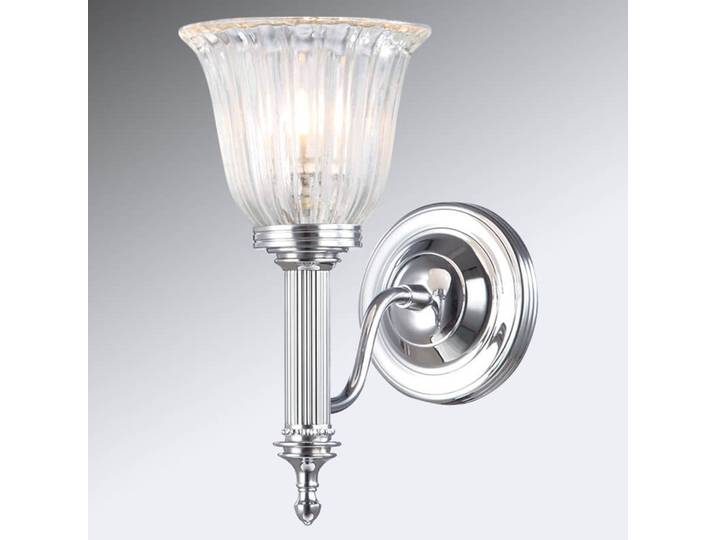 Elstead Wandleuchte Carroll, dimmbar, chrom / silber, für Badezimmer, Glas, Modern