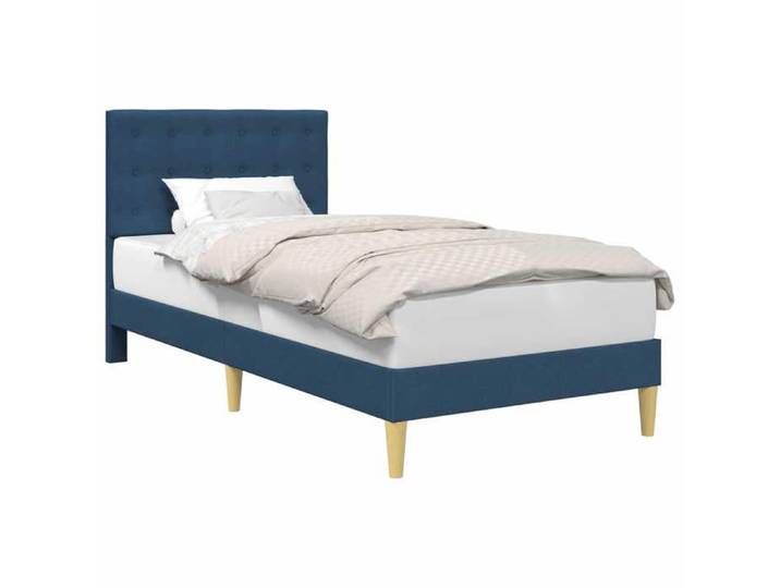 Lit chambre - Bleu - Cadre de lit - avec tête de lit - Bleu 90x190 cm Tissu_5228
