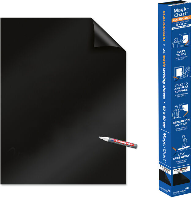B2B Partner Beschriftungsfolie Legamaster Magic-Chart, 25 Blatt, A1, schwarz