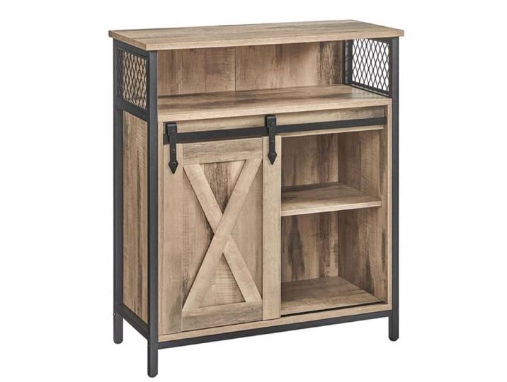 Meuble de rangement - HELLOSHOP26 - Buffet bas - Style industriel - Porte coulissante - Étagères réglables