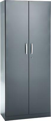 Büroschrank, 5 OH, abschließbar, mit aufliegenden Türen, B 800 mm, Basaltgrau